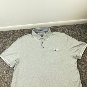 NWT Ted Baker London Polo Shirt Derry Flat Knit Collar Gray Mens Size 5 (XL) $99
